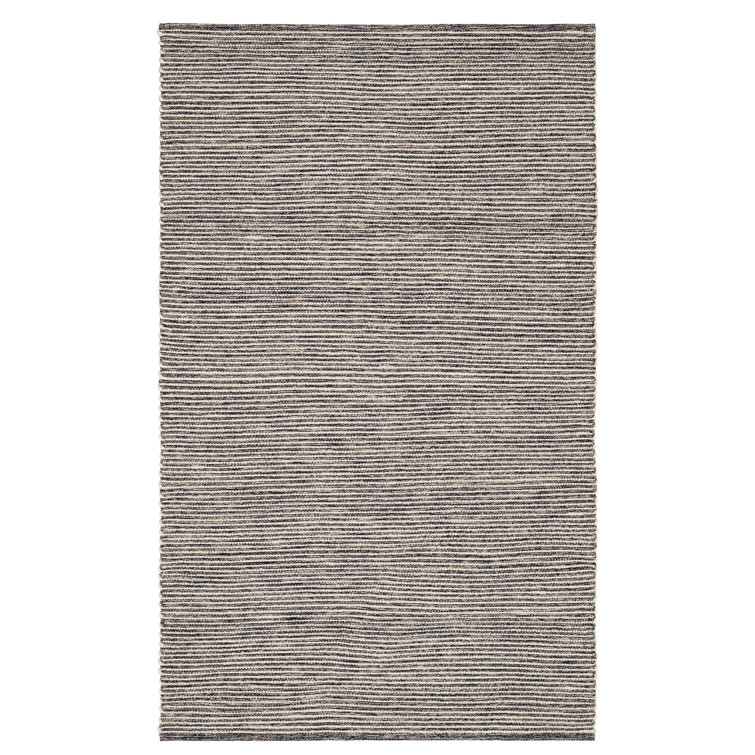 Mixed Stripe Blue/Ivory Handwoven Rug Birch Lane